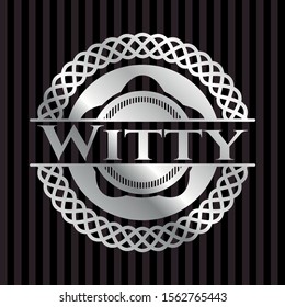 Witty silvery shiny badge. Vector Illustration. Mosaic.