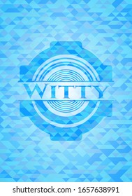 Witziges hellblaues Emblem mit Mosaikhintergrund
