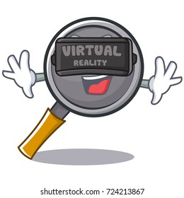 Wityh virtual reality frying pan cartoon character