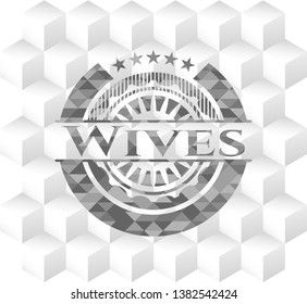 Wives grey emblem with cube white background