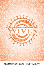 Wives orange mosaic emblem with background