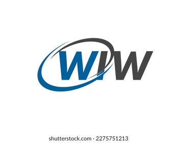 Letra WIW diseño creativo elegante del logo de swoosh