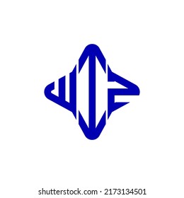 Diseño creativo del logotipo de la letra WIZ con gráfico vectorial