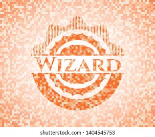 Wizard abstract orange mosaic emblem