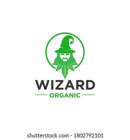 Wizard anf leaf logo combination.