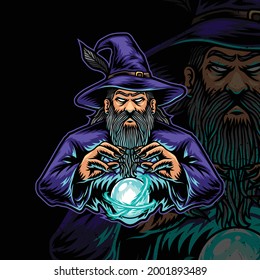 Wizard artwork illustration design logo