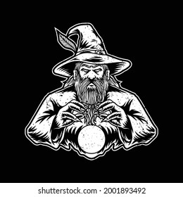 Wizard artwork illustration design logo