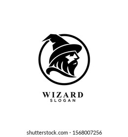 wizard badge logo icon design vector illustration
