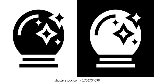 Wizard Ball. Glyph Icon in White and Black Version.