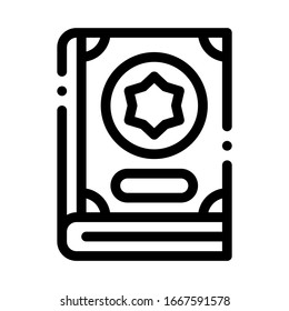 Wizard Book Icon Vector. Outline Wizard Book Sign. Isolated Contour Symbol Illustration