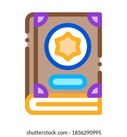 Wizard Book Icon Vector. Outline Wizard Book Sign. Color Isolated Contour Symbol Illustration