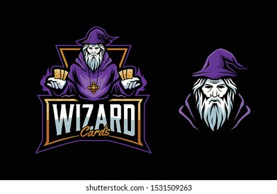 Wizard bring magic cards logo template. Wizard Card logo.