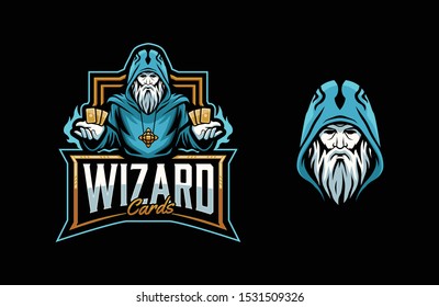 Wizard bring magic cards logo template. Wizard Card logo.