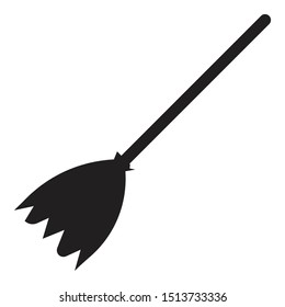wizard broom icon black and isolated vector illustration