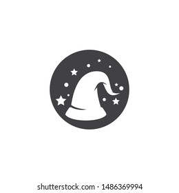 Wizard cap character logo vector template