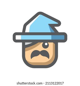 Wizard in a cap Vector icon Cartoon illustration.