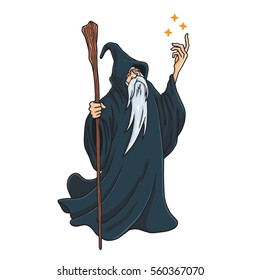 Wizard Cartoon Character Design Mascot Logo Vector Illustration