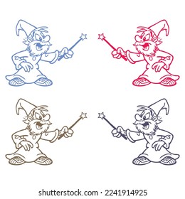 Wizard Cartoon Character Vector Illustration
