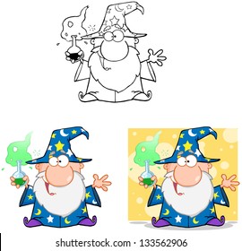 Wizard Cartoon Characters. Vector Collection 6