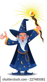 wizard casting a spell cartoon illustration