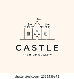 wizard castle line art logo vector minimalist illustration design, simply castle symbol design