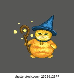 Wizard cat, pixel art meme