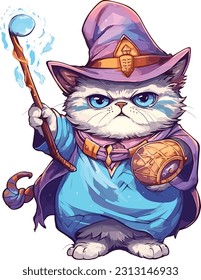 Wizard cat vector Featuring intricate details and vibrant colors, this vector artwork brings the charm and allure of wizardry to life. 