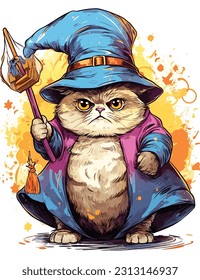 Wizard cat vector Featuring intricate details and vibrant colors, this vector artwork brings the charm and allure of wizardry to life. 