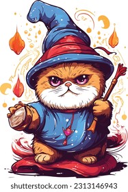 Wizard cat vector Featuring intricate details and vibrant colors, this vector artwork brings the charm and allure of wizardry to life. 