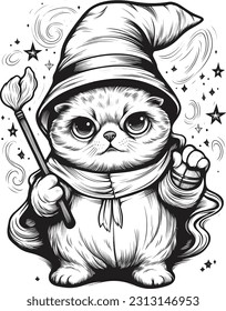 Wizard cat vector Featuring intricate details and vibrant colors, this vector artwork brings the charm and allure of wizardry to life. 