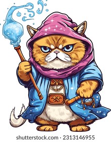 Wizard cat vector Featuring intricate details and vibrant colors, this vector artwork brings the charm and allure of wizardry to life. 