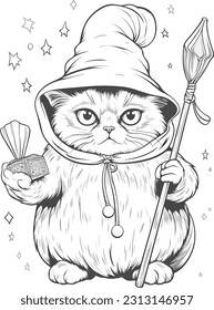 Wizard cat vector Featuring intricate details and vibrant colors, this vector artwork brings the charm and allure of wizardry to life. 