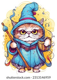 Wizard cat vector Featuring intricate details and vibrant colors, this vector artwork brings the charm and allure of wizardry to life. 