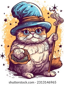 Wizard cat vector Featuring intricate details and vibrant colors, this vector artwork brings the charm and allure of wizardry to life. 