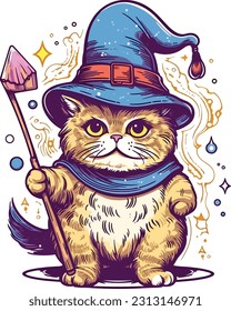 Wizard cat vector Featuring intricate details and vibrant colors, this vector artwork brings the charm and allure of wizardry to life. 