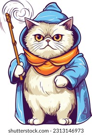 Wizard cat vector Featuring intricate details and vibrant colors, this vector artwork brings the charm and allure of wizardry to life. 