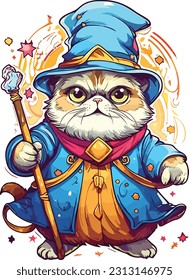 Wizard cat vector Featuring intricate details and vibrant colors, this vector artwork brings the charm and allure of wizardry to life. 