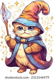 Wizard cat vector Featuring intricate details and vibrant colors, this vector artwork brings the charm and allure of wizardry to life. 