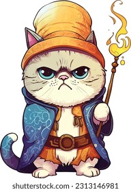 Wizard cat vector Featuring intricate details and vibrant colors, this vector artwork brings the charm and allure of wizardry to life. 