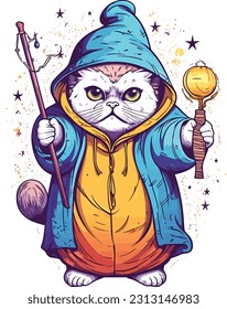 Wizard cat vector Featuring intricate details and vibrant colors, this vector artwork brings the charm and allure of wizardry to life. 