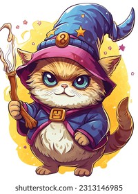 Wizard cat vector Featuring intricate details and vibrant colors, this vector artwork brings the charm and allure of wizardry to life. 