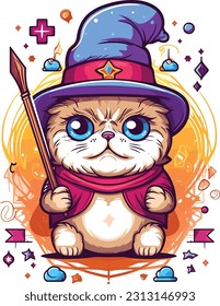 Wizard cat vector Featuring intricate details and vibrant colors, this vector artwork brings the charm and allure of wizardry to life. 