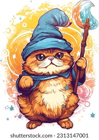 Wizard cat vector Featuring intricate details and vibrant colors, this vector artwork brings the charm and allure of wizardry to life. 