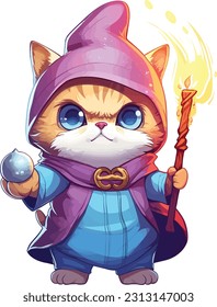 Wizard cat vector Featuring intricate details and vibrant colors, this vector artwork brings the charm and allure of wizardry to life. 