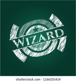Wizard chalkboard emblem on black board
