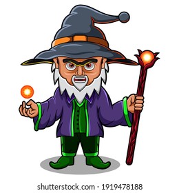 Wizard chibi mascot logo design