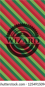 Wizard christmas colors style badge.