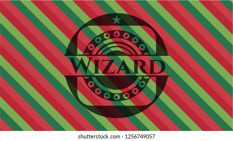  Wizard christmas emblem background.