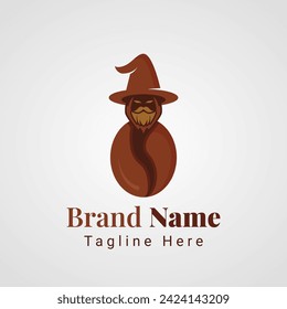 Wizard Coffee Logo,  combination between coffee and Wizard mascot