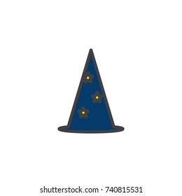 Wizard cone hat filled outline icon, line vector sign, linear colorful pictogram isolated on white. Party symbol, logo illustration. Pixel perfect vector graphics